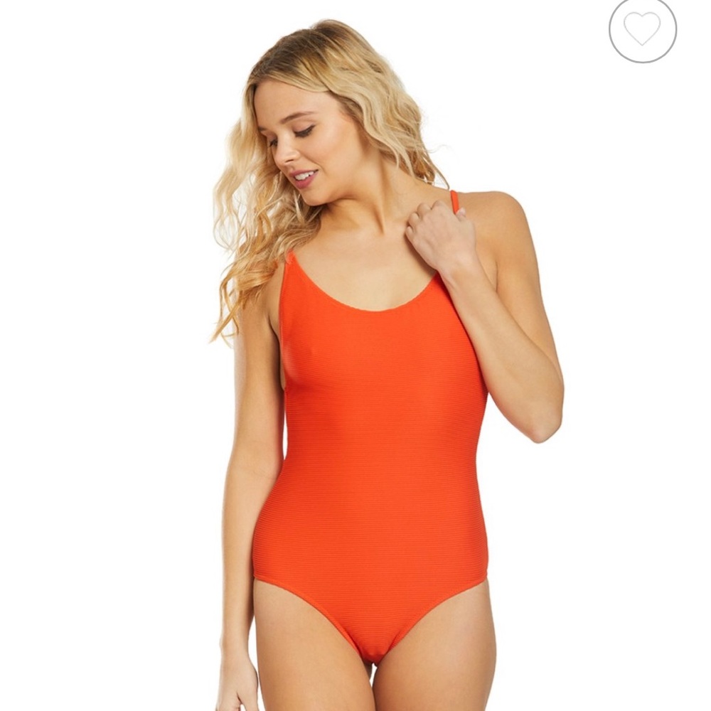 NEW Free People Bright orange ribbed one piece